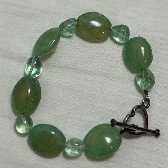 Natural Gemstone Bracelet Silver Hardware Green - Picture 2 of 9